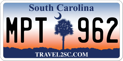 SC license plate MPT962