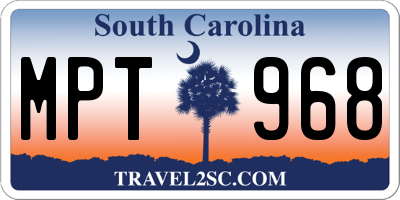 SC license plate MPT968