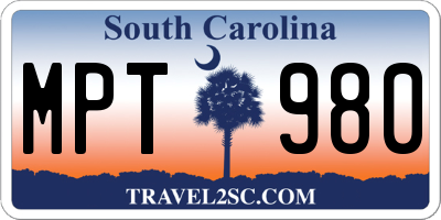 SC license plate MPT980