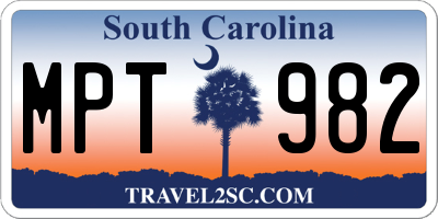 SC license plate MPT982