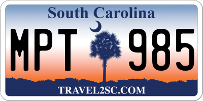 SC license plate MPT985
