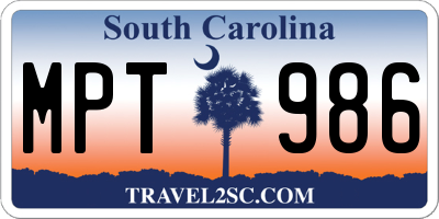 SC license plate MPT986