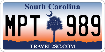 SC license plate MPT989