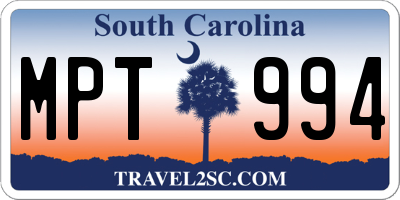 SC license plate MPT994
