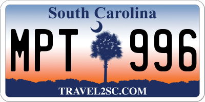 SC license plate MPT996