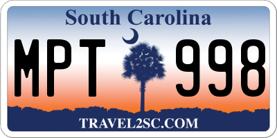 SC license plate MPT998