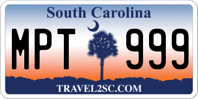 SC license plate MPT999