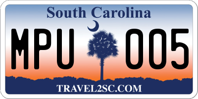 SC license plate MPU005