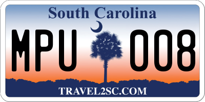 SC license plate MPU008