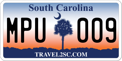 SC license plate MPU009