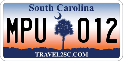 SC license plate MPU012