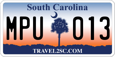 SC license plate MPU013
