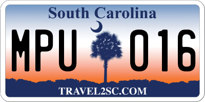 SC license plate MPU016