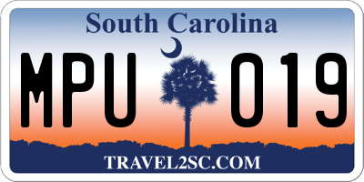 SC license plate MPU019