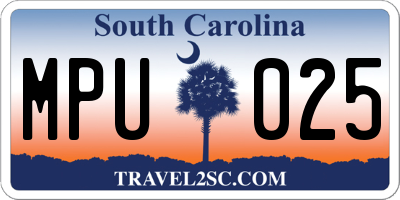 SC license plate MPU025