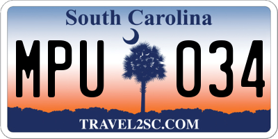 SC license plate MPU034