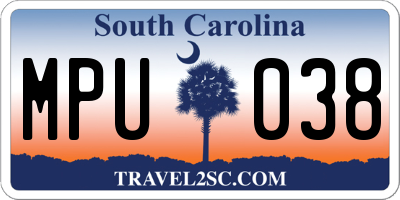 SC license plate MPU038