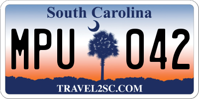 SC license plate MPU042