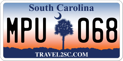 SC license plate MPU068