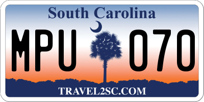 SC license plate MPU070