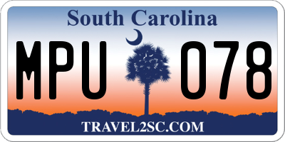 SC license plate MPU078