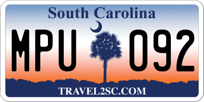 SC license plate MPU092