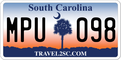 SC license plate MPU098