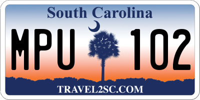 SC license plate MPU102