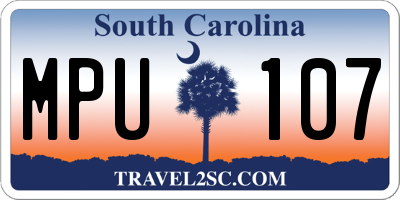 SC license plate MPU107