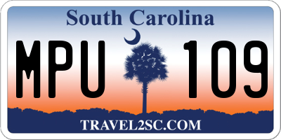 SC license plate MPU109