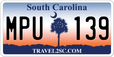 SC license plate MPU139