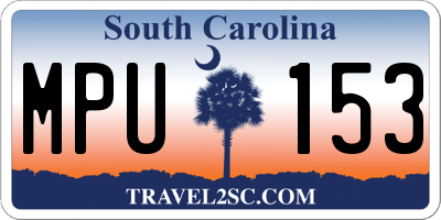 SC license plate MPU153