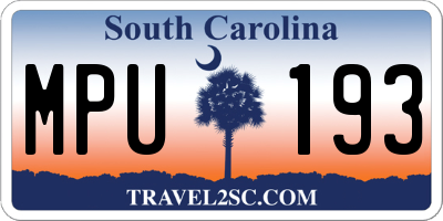 SC license plate MPU193