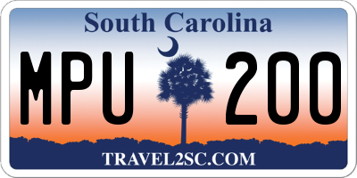 SC license plate MPU200