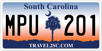 SC license plate MPU201
