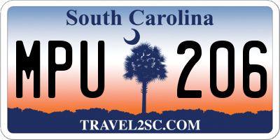 SC license plate MPU206