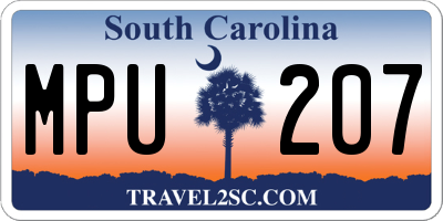 SC license plate MPU207