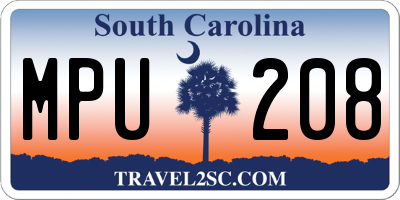 SC license plate MPU208