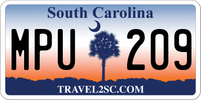 SC license plate MPU209