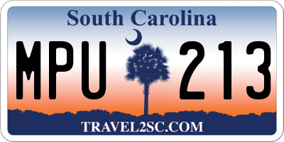 SC license plate MPU213