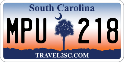 SC license plate MPU218