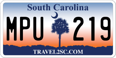 SC license plate MPU219
