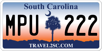SC license plate MPU222