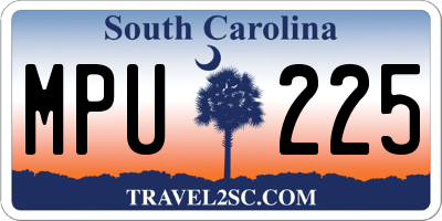 SC license plate MPU225