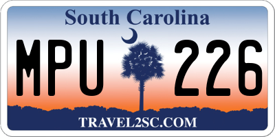 SC license plate MPU226
