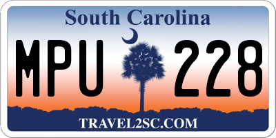 SC license plate MPU228