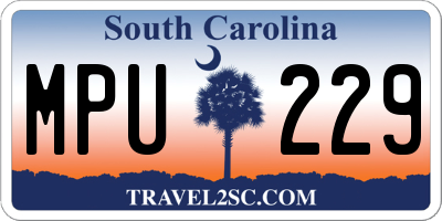SC license plate MPU229
