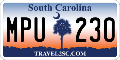 SC license plate MPU230