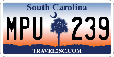 SC license plate MPU239