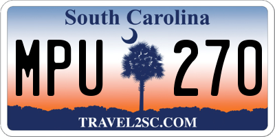 SC license plate MPU270